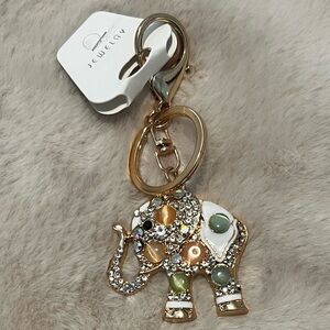 NEW crystal gem elephant,quality jewelry, keychain bag charm,gold clasp.